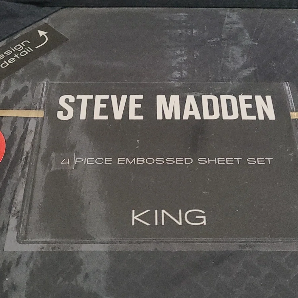 Steve Madden Black Embossed King Sheet Set